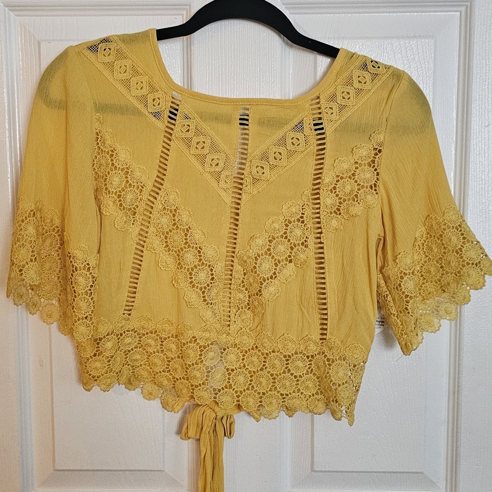 Self Esteem Mustard Lace Blouse